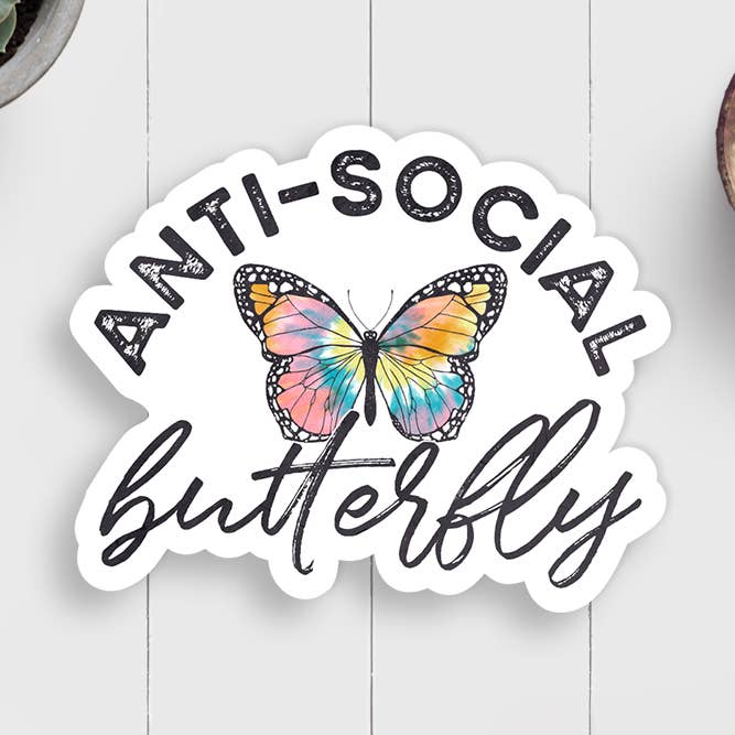 Anti-Social Butterfly Vinyl Sticker