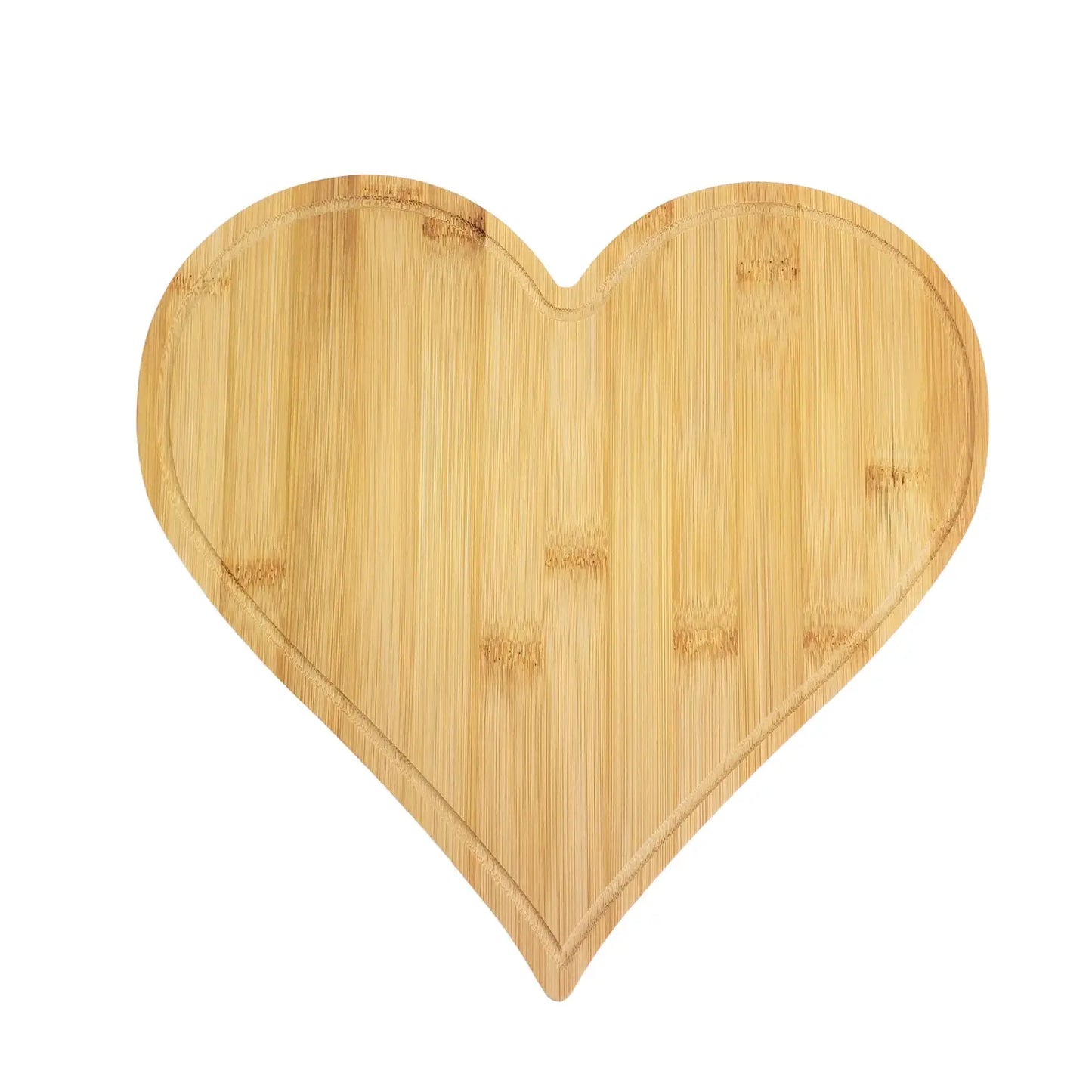 (Set of 12) Heart Shape Bulk Plain Bamboo Cutting Boards: 8"