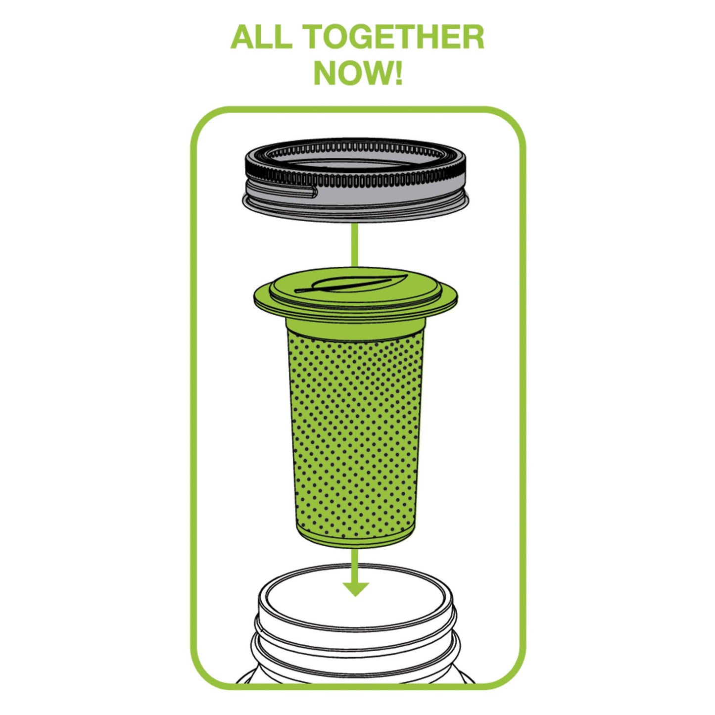 Jarware Tea Infuser Lid for Regular Mouth Mason Jar
