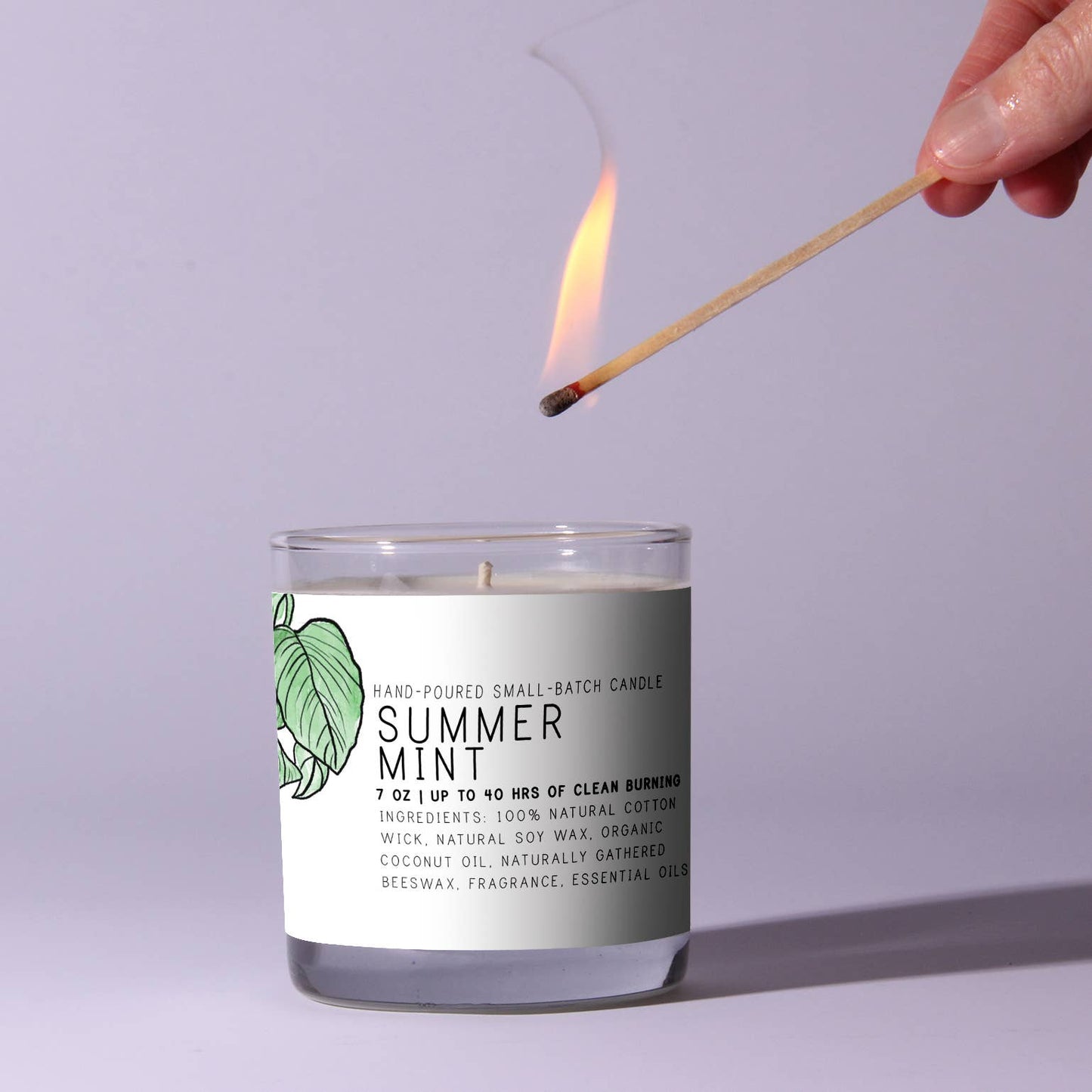 Summer Mint - Just Bee Candles: 7 oz (up to 40 hrs of clean burning)
