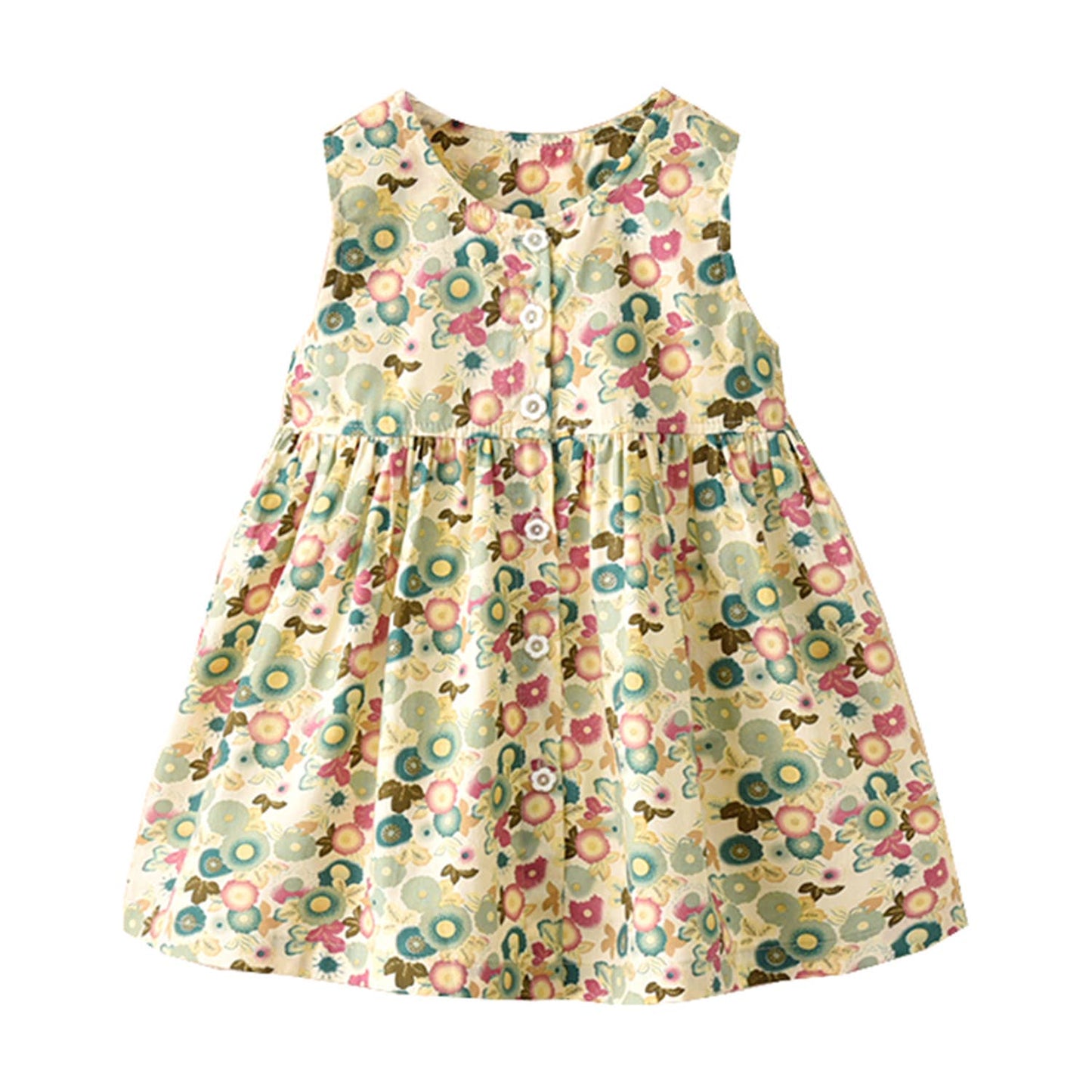 Floral A-line Little Girl Dress: 1-2T