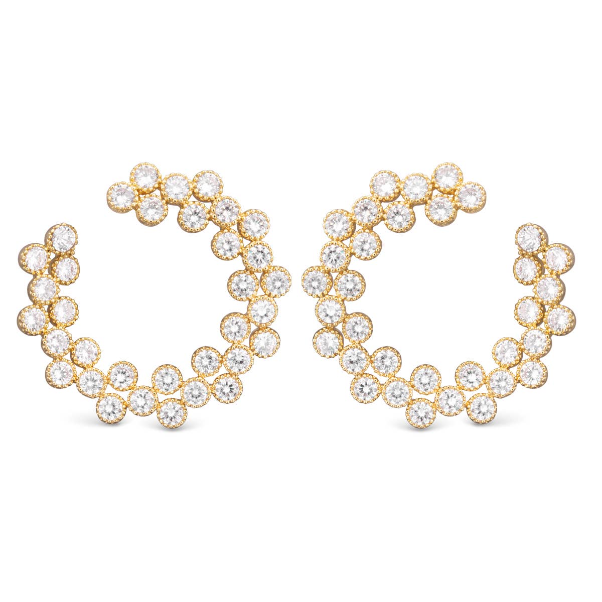 CZ Double Row Open Circle Earrings - Gold - AMANDA BLU AG