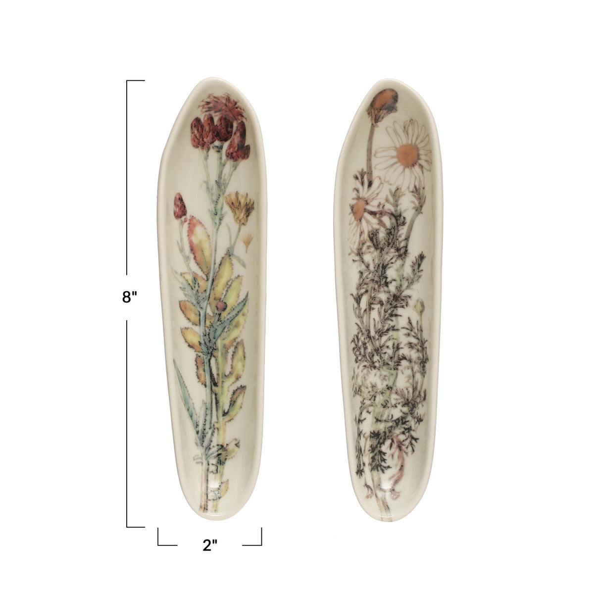 Stoneware Platter with Florals - 2 Styles