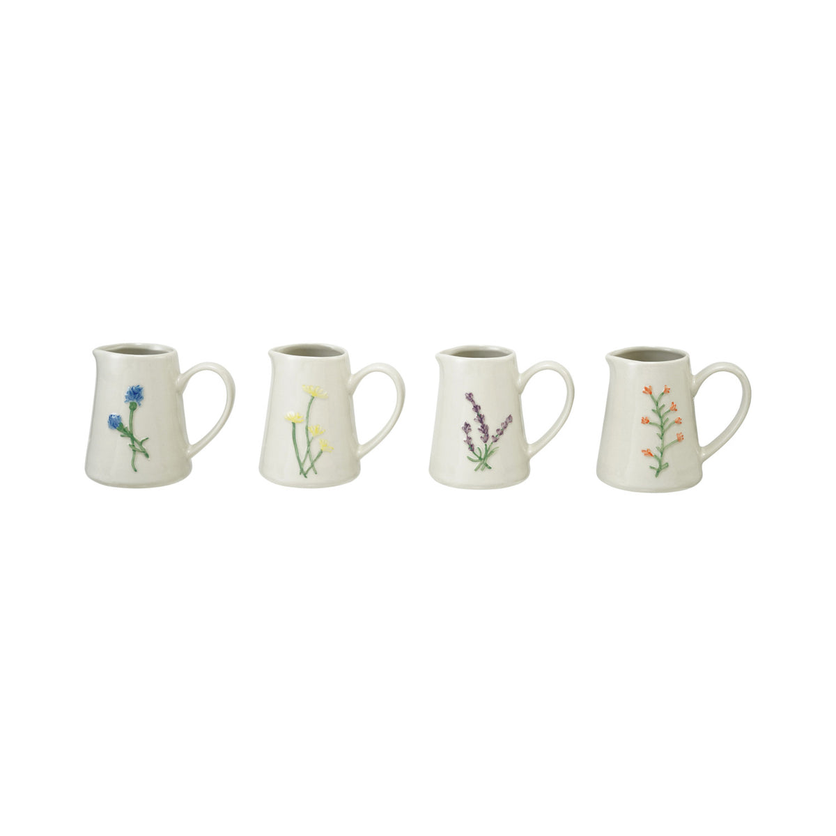 4 oz. Embossed Stoneware Creamer with Botanicals - 4 Styles
