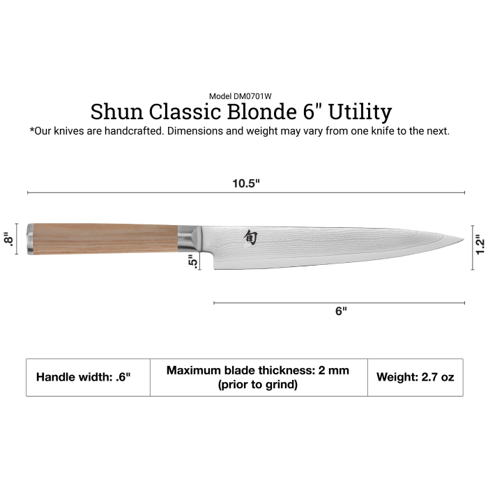 DM0701W SHUN Classic Blonde 6" Utility Knife