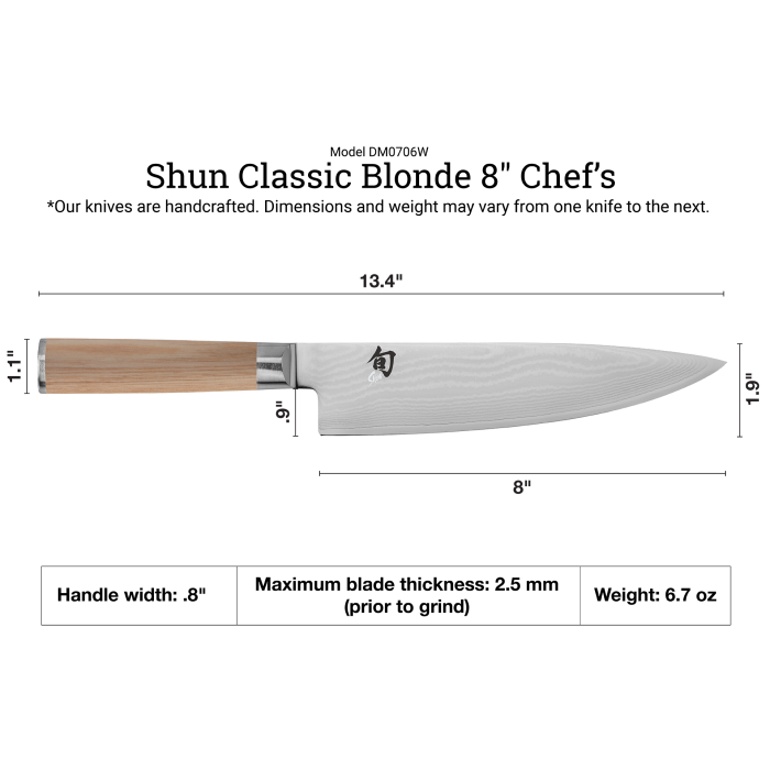 DM0706W SHUN Classic Blonde Chef's 8in