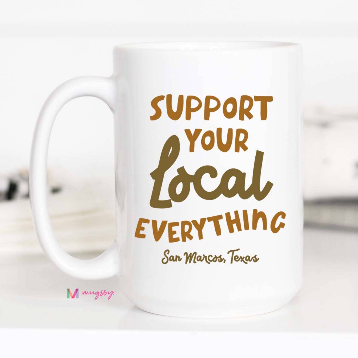 Retro Support Your Local Everything Personalized Mug, City: All White / 11oz