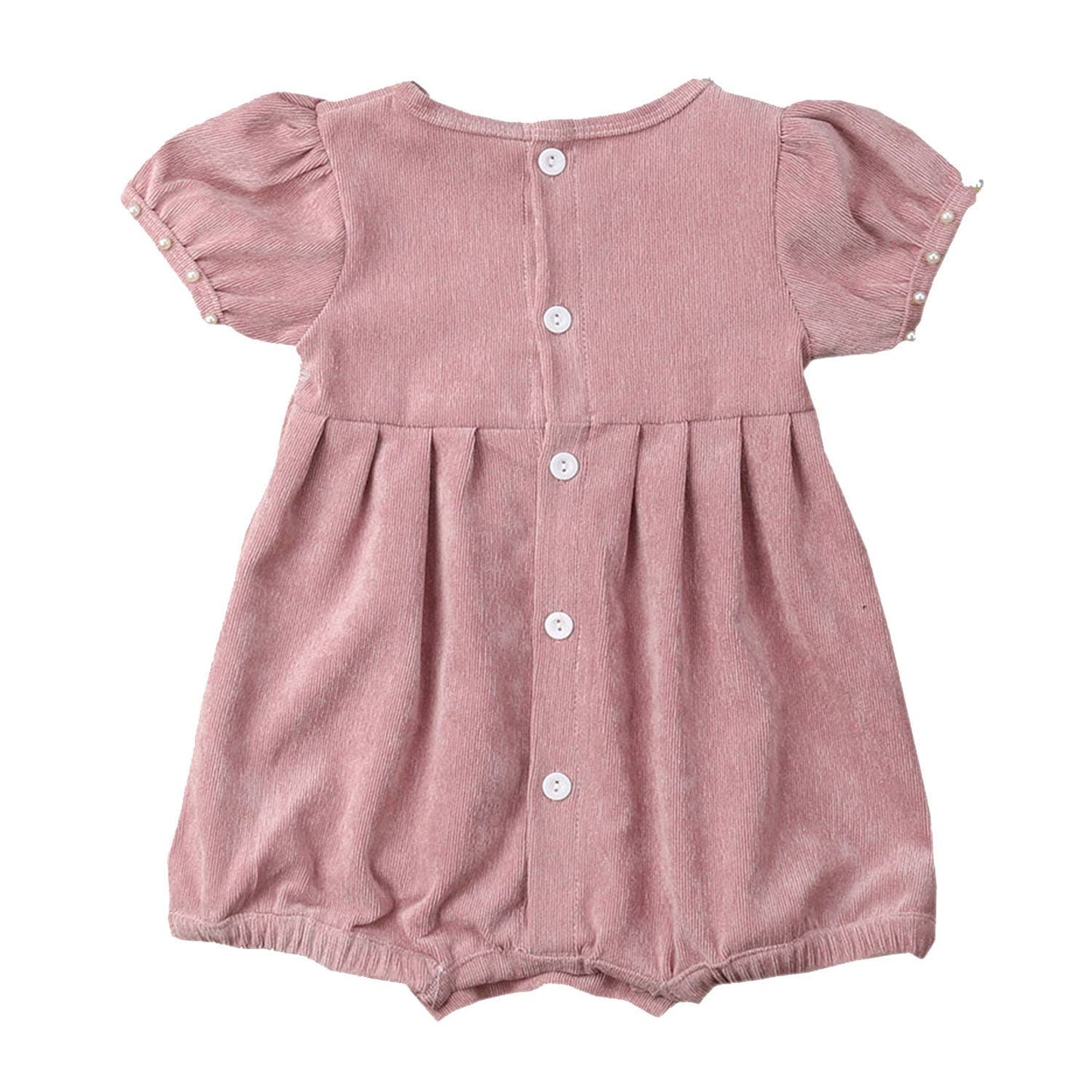 Corduroy Pearl Lace Baby Jumpsuit: Pink / 3-6 Months