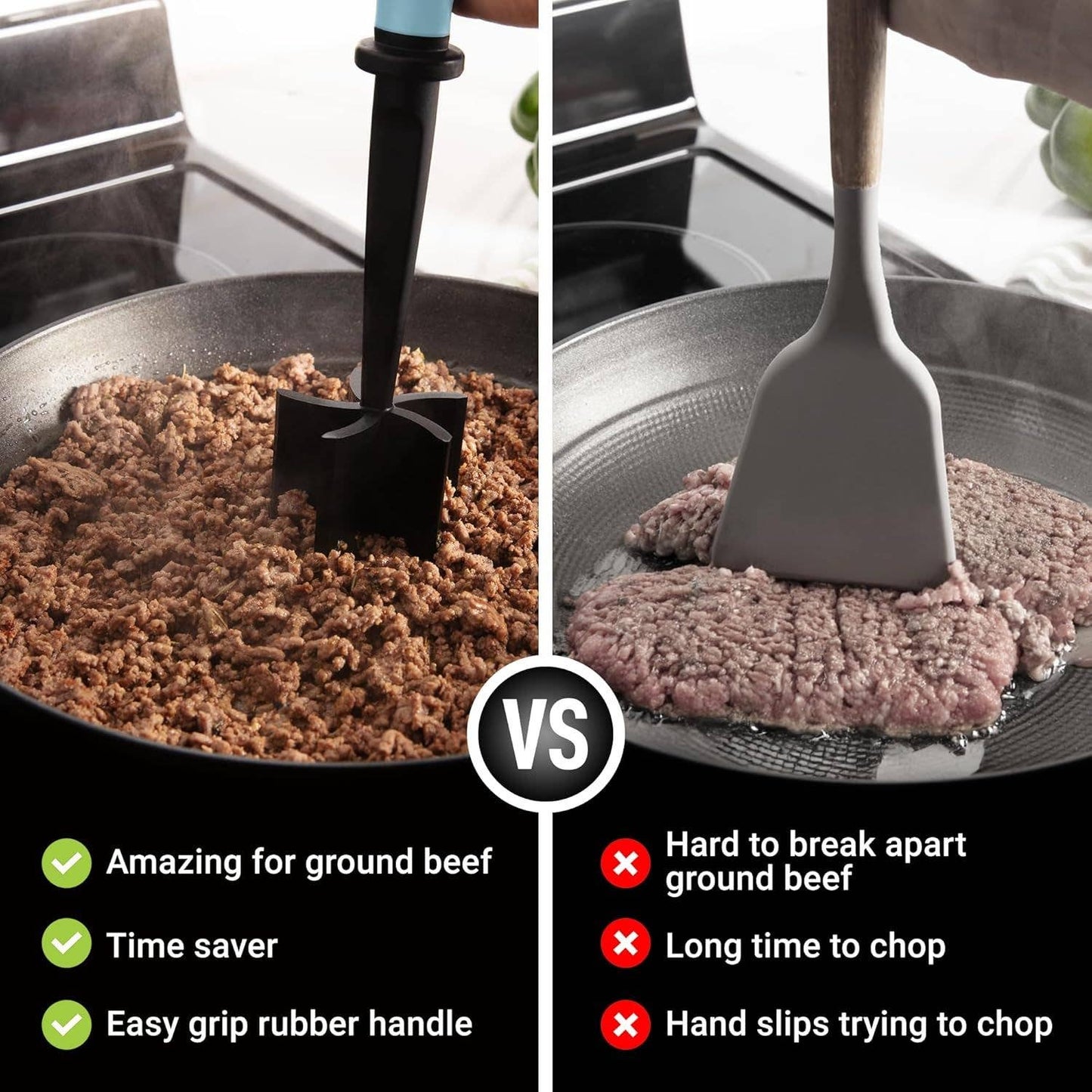 Z-MTCHP-RG-BK Premium Ground Meat Chopper Tool: Black