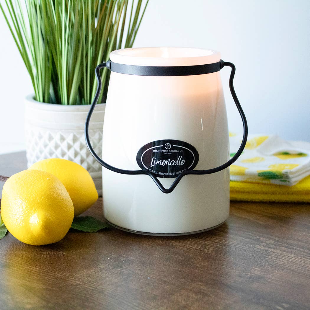 22 oz Butter Jar Soy Candle: Limoncello, by Milkhouse