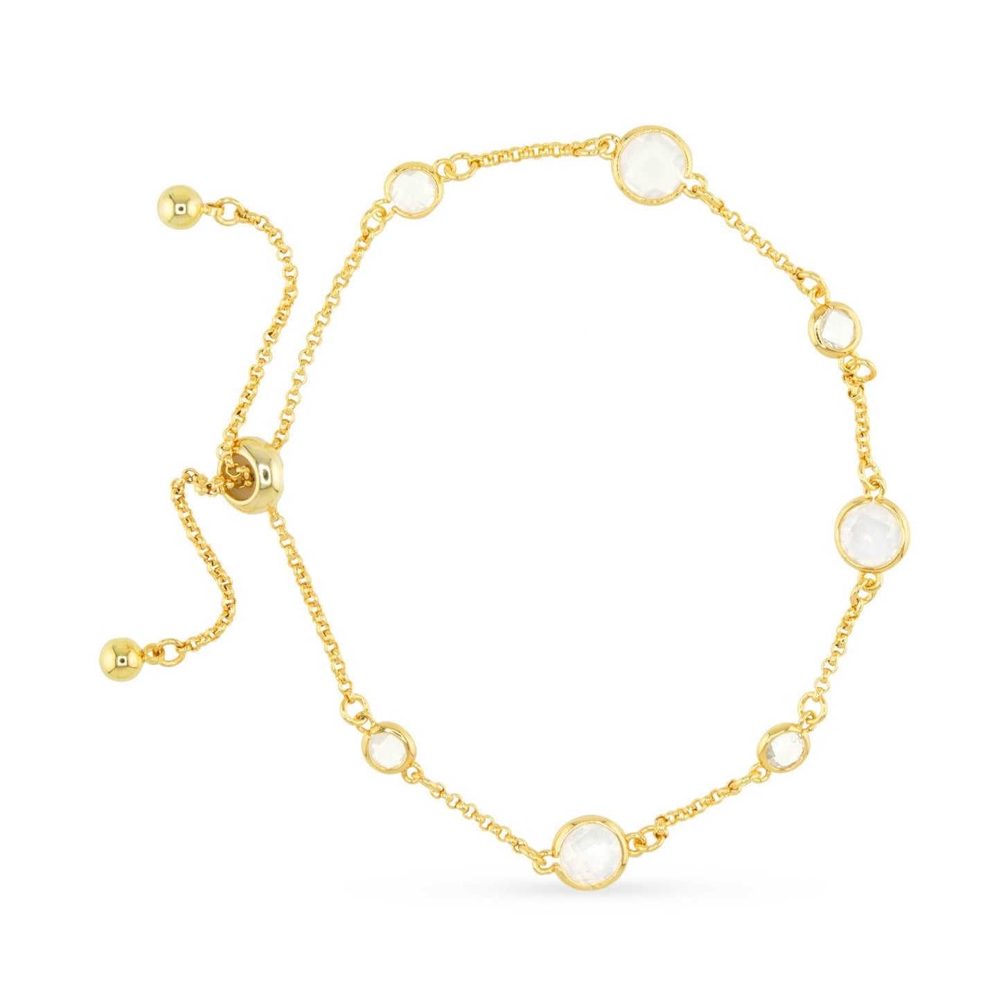 Faceted CZ Bracelet | Ice Blu Collection: Milky White / 18K Gold Dipped