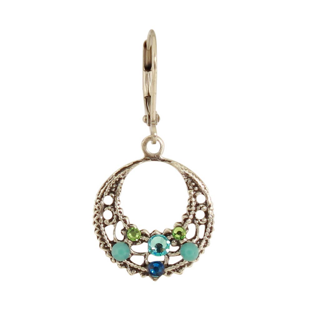 Filigree Crystal Hoop Earring: B