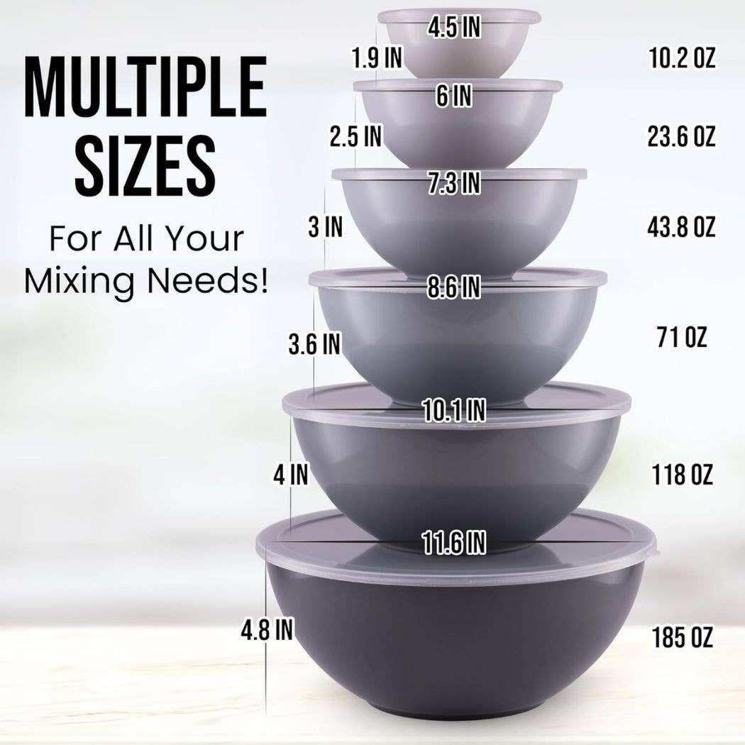 Z-MB-PL-12P-TURQ Plastic Mixing Bowls with Lids Set - 12-Piece Nesting Bowls: Turquoise Ombre