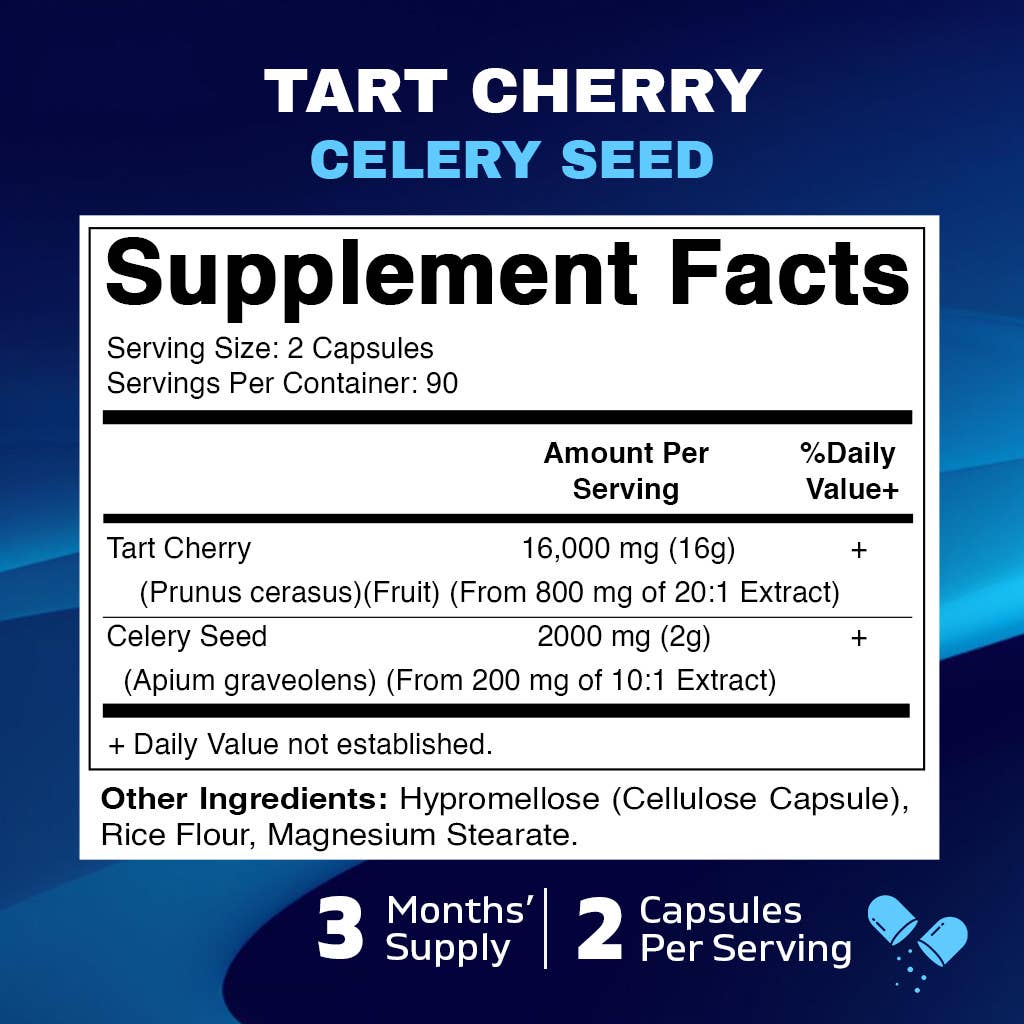 Vitamatic | Tart Cherry with Celery Seed | 180 Veg Capsules