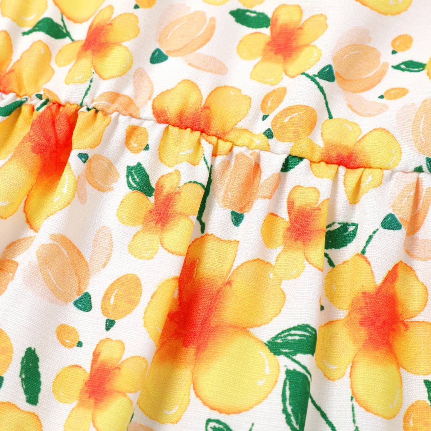 Baby Girl Allover Floral Print Flutter-sleeve Romper: Yellow / 3-6 Months