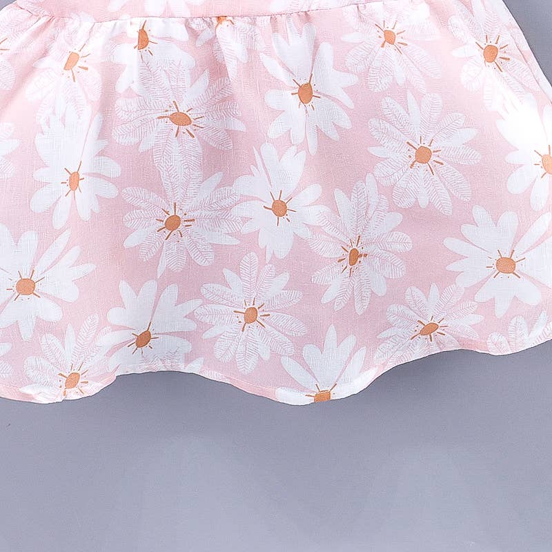 2pcs Baby Girl Daisy Floral Tank Dress with Hat Set: 9-12 Months / Blue