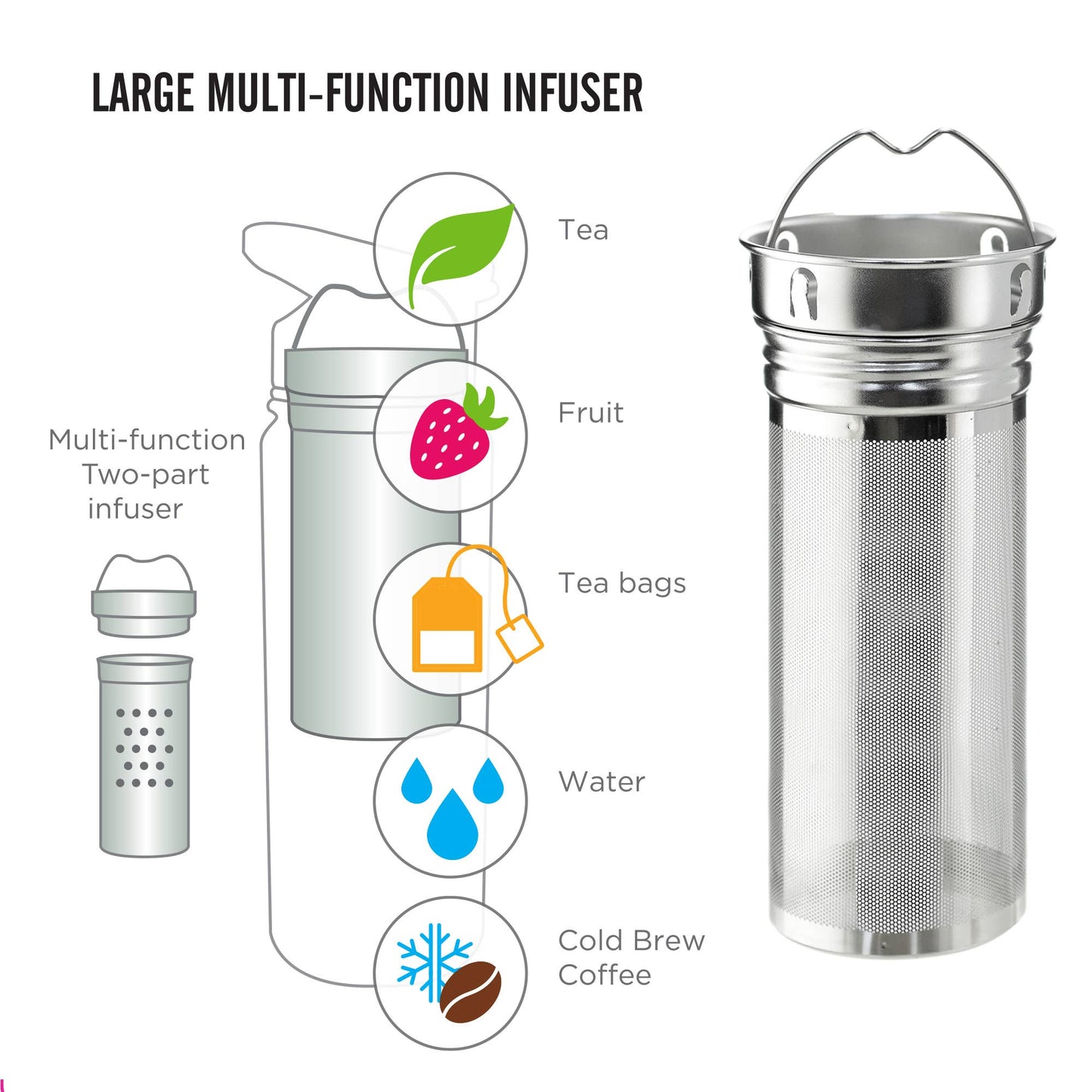 GROSCHE CHICAGO STEEL 16oz. Coffee & Tea Infuser Flask: Slate Blue