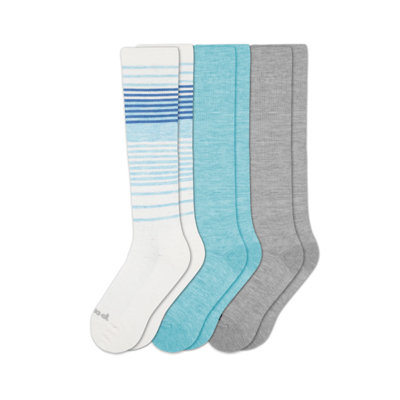 Women's Compression Socks: SOLID/Black & POLKA/Gray/Charcoal & THIN STRIPE/Black / Medium / Large (US: 8.5 - 11.5+)
