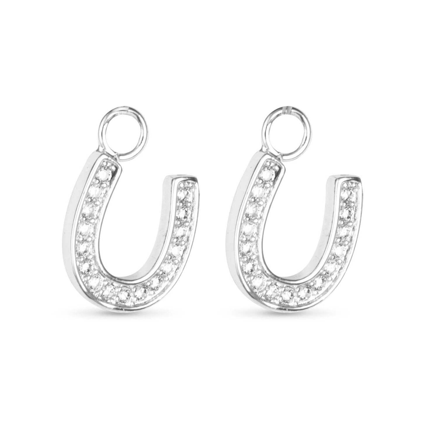 CZ Horseshoe Earring Charm - Silver