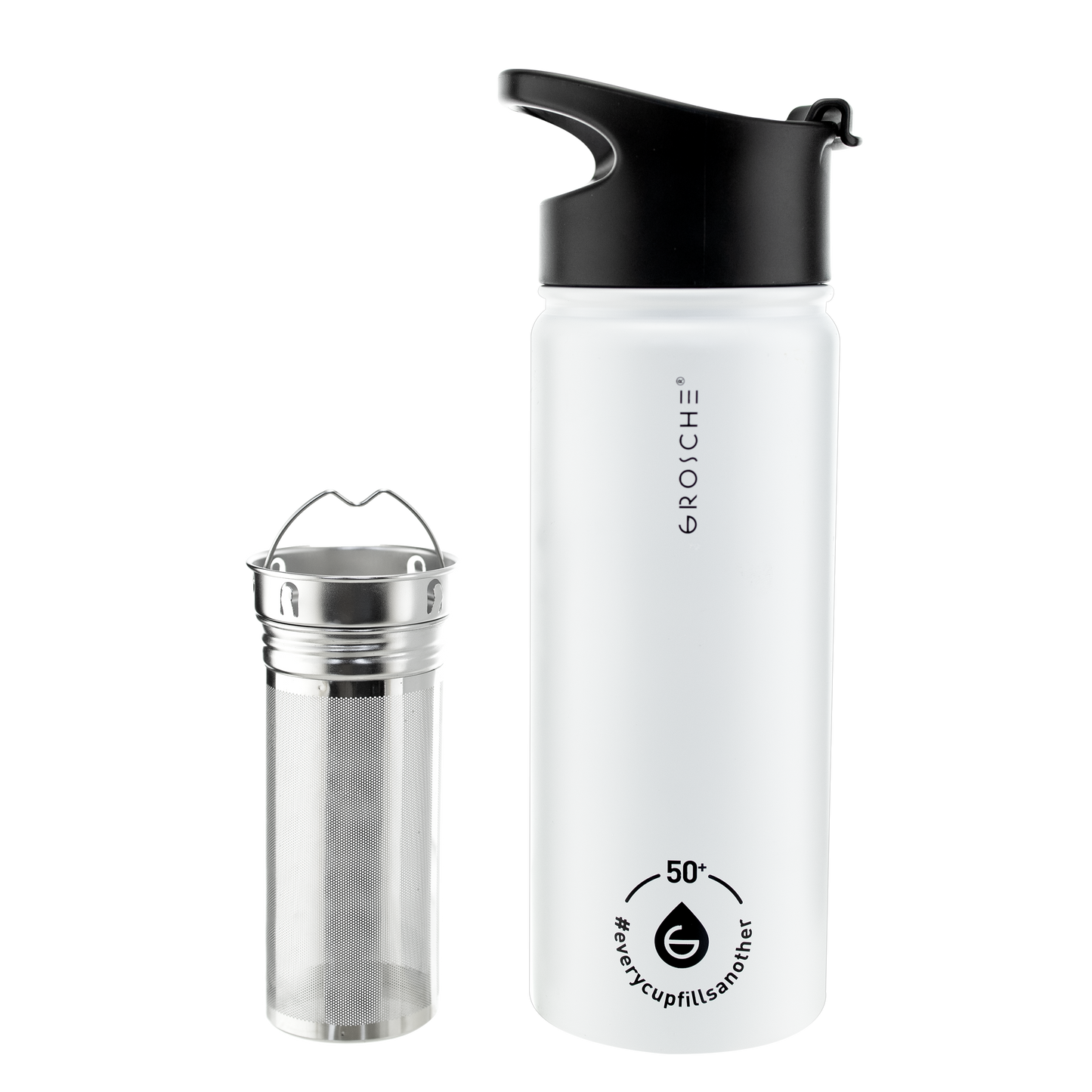 GROSCHE CHICAGO STEEL 16oz. Coffee & Tea Infuser Flask: Slate Blue