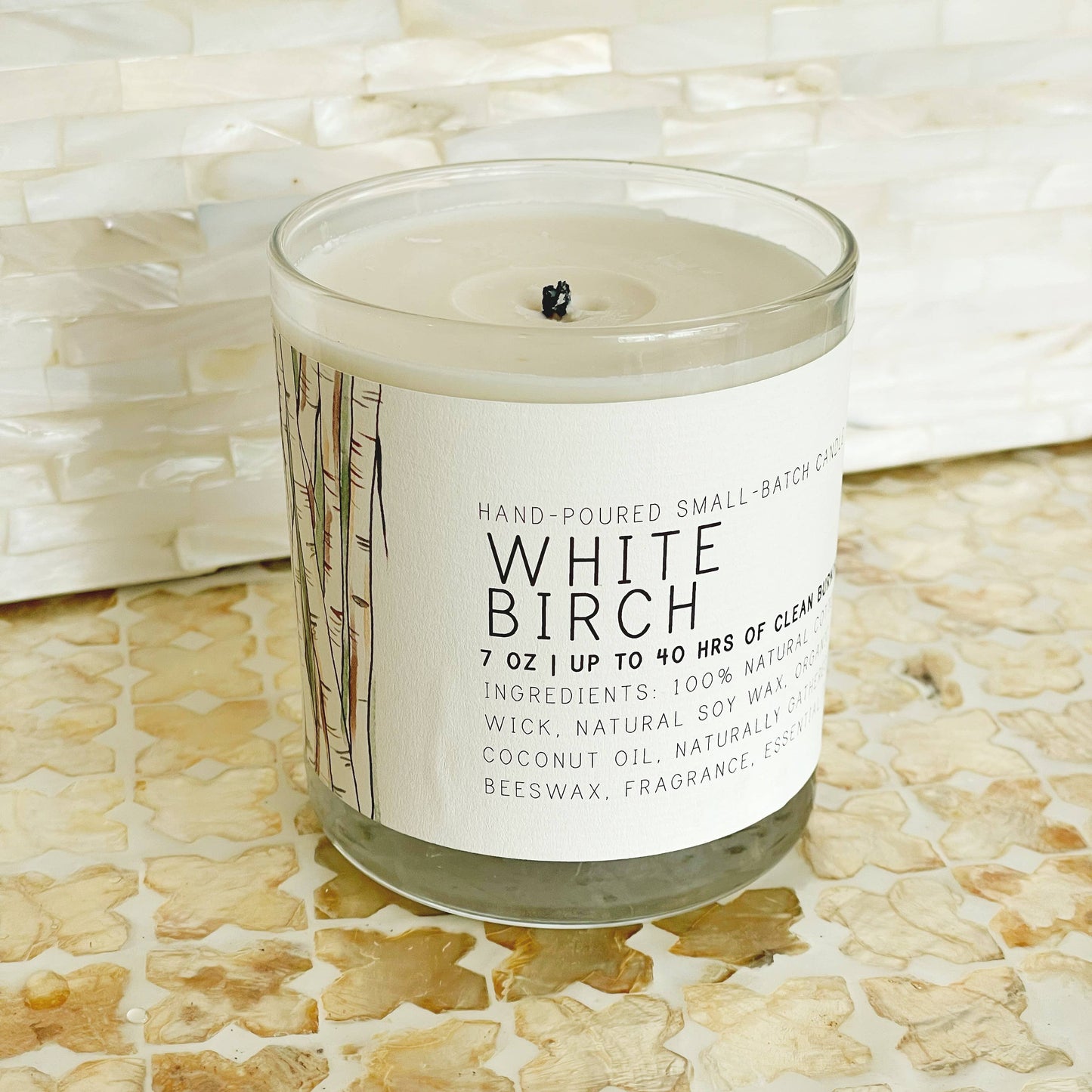 White Birch - Just Bee Candles: 7 oz (up to 40 hrs of clean burning)