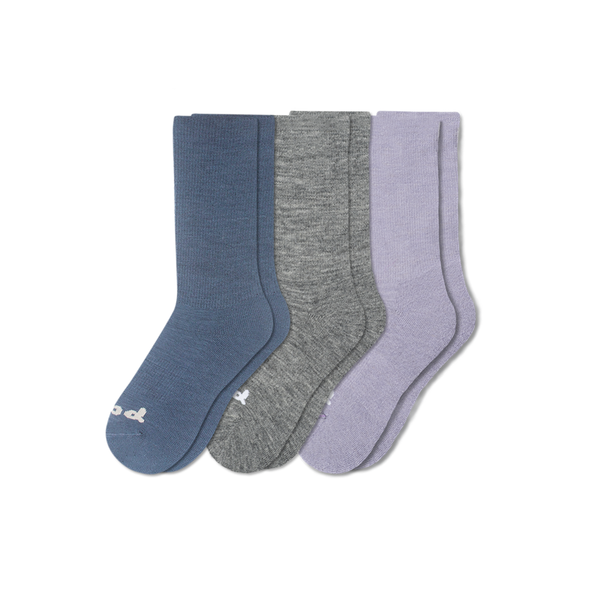 3 Pack - Women's Crew Pacas Socks: Medium / Large (US: 8.5 - 11.5+) / Multi-Stripe/Gray & SOLID/Teal & VARIEGATED STRIPE/ Chambray/ Treetop