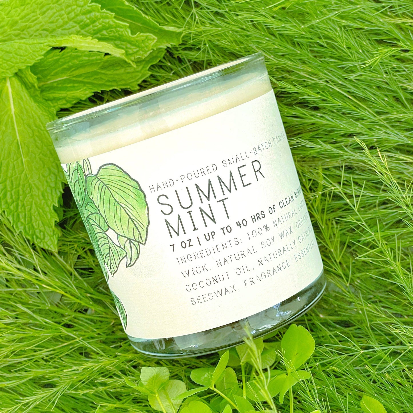 Summer Mint - Just Bee Candles: 7 oz (up to 40 hrs of clean burning)
