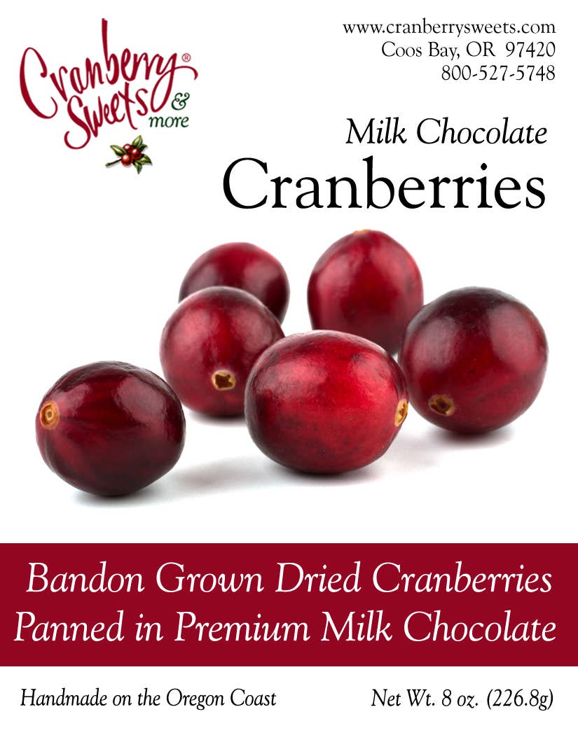 Milk Chocolate Covered Cranberries: 2 oz.