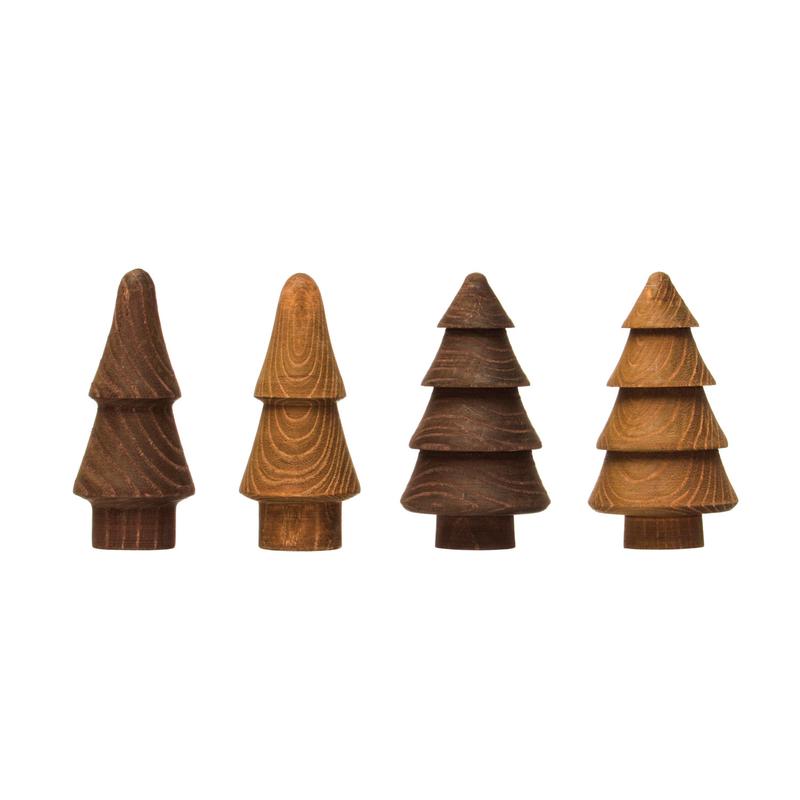 4"H Wood Tree, 2 Colors, 2 Styles