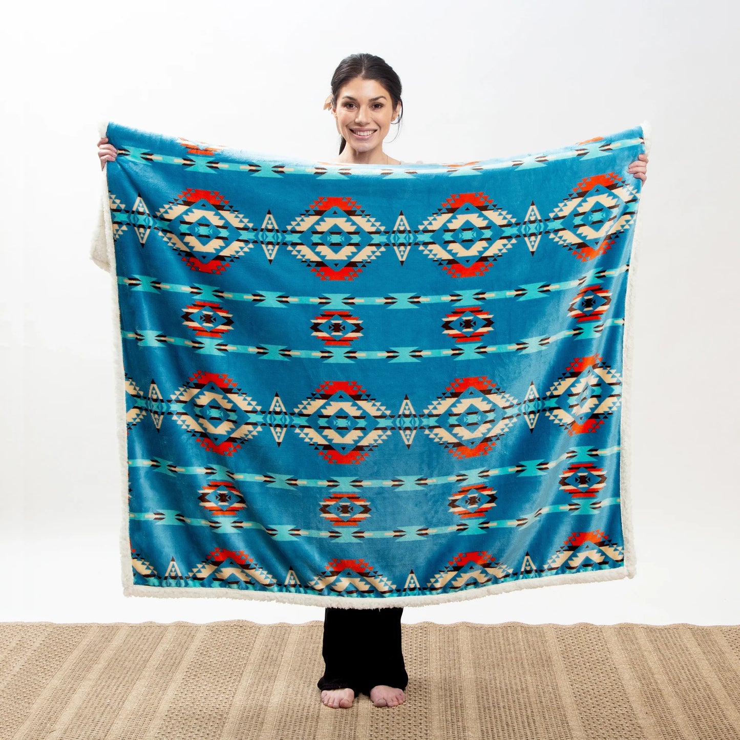 JP528 Casten's Turquoise Southwest Plush Throw