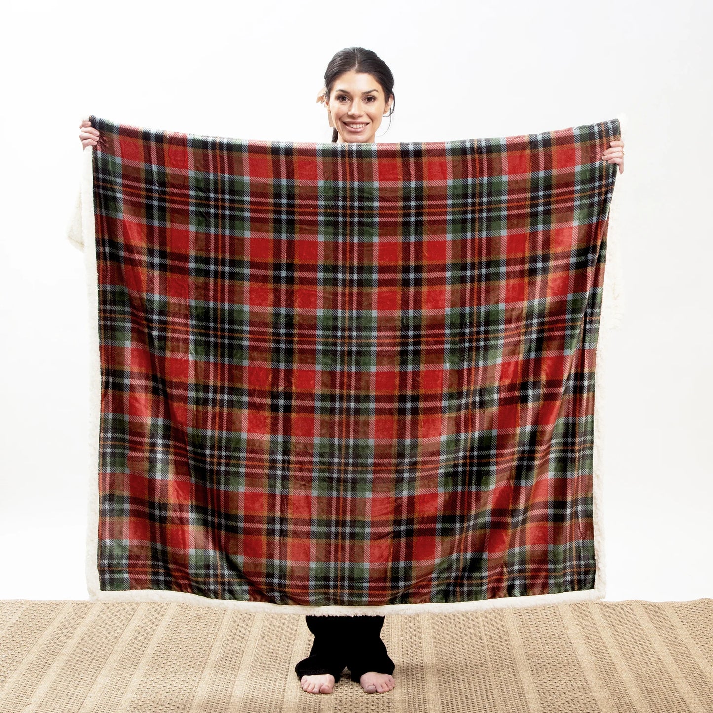 JP816 Carsten's Rust and Sage Plaid Throw Blanket