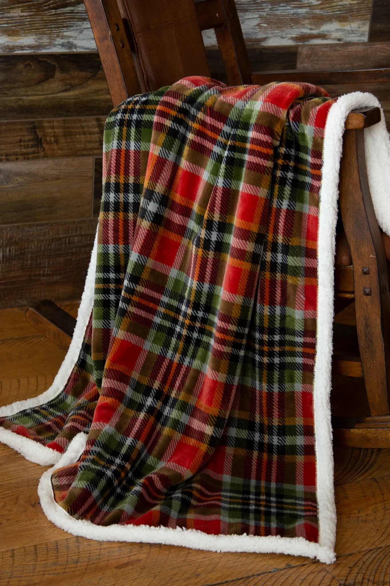 JP816 Carsten's Rust and Sage Plaid Throw Blanket
