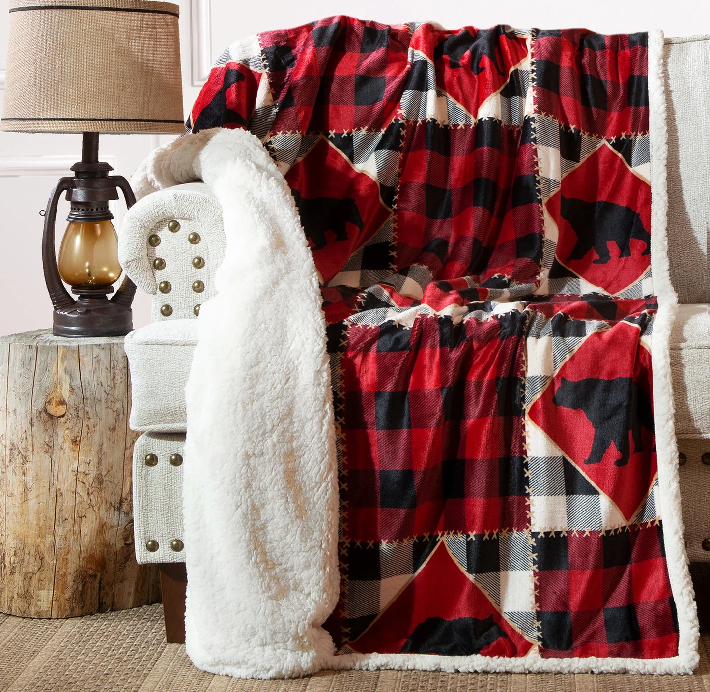 JP818 Carsten's LumberJack Bear Plush Throw Blanket