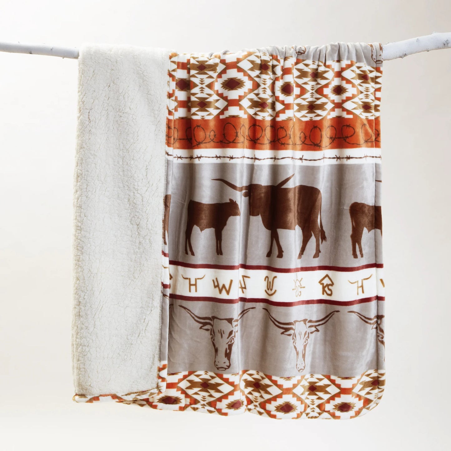 JP968 Carsten's Longhorn Plush Throw Blanket
