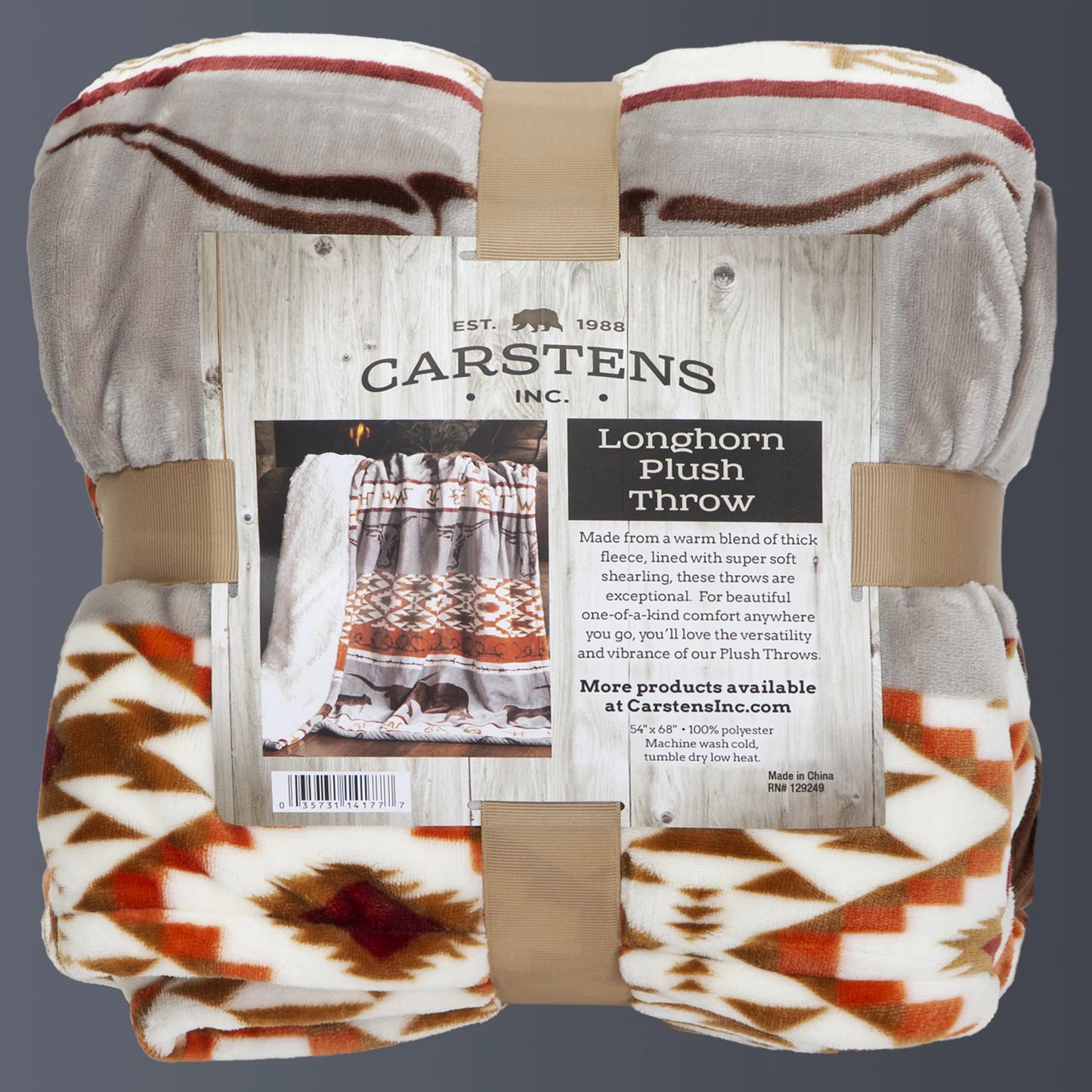 JP968 Carsten's Longhorn Plush Throw Blanket