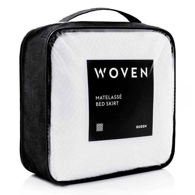 WOVEN BED SKIRT QUEEN WHITE