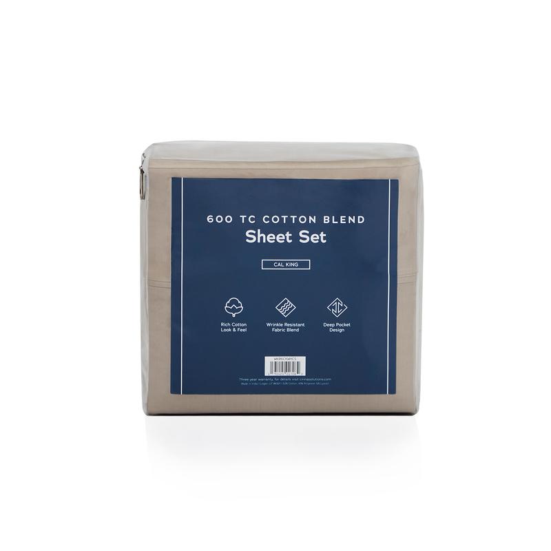 600 TC Cotton Rich Sheet Set - Sandstone (Queen)