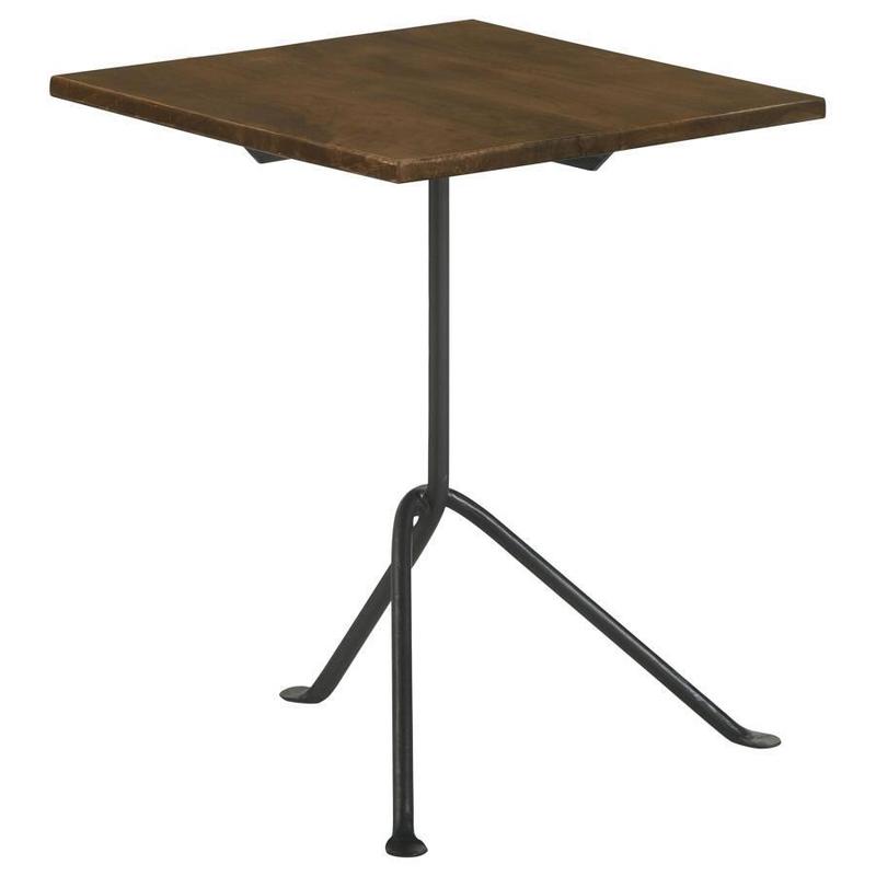 Heitor Square Accent Table With Tripod Legs Dark Brown and Gunmetal