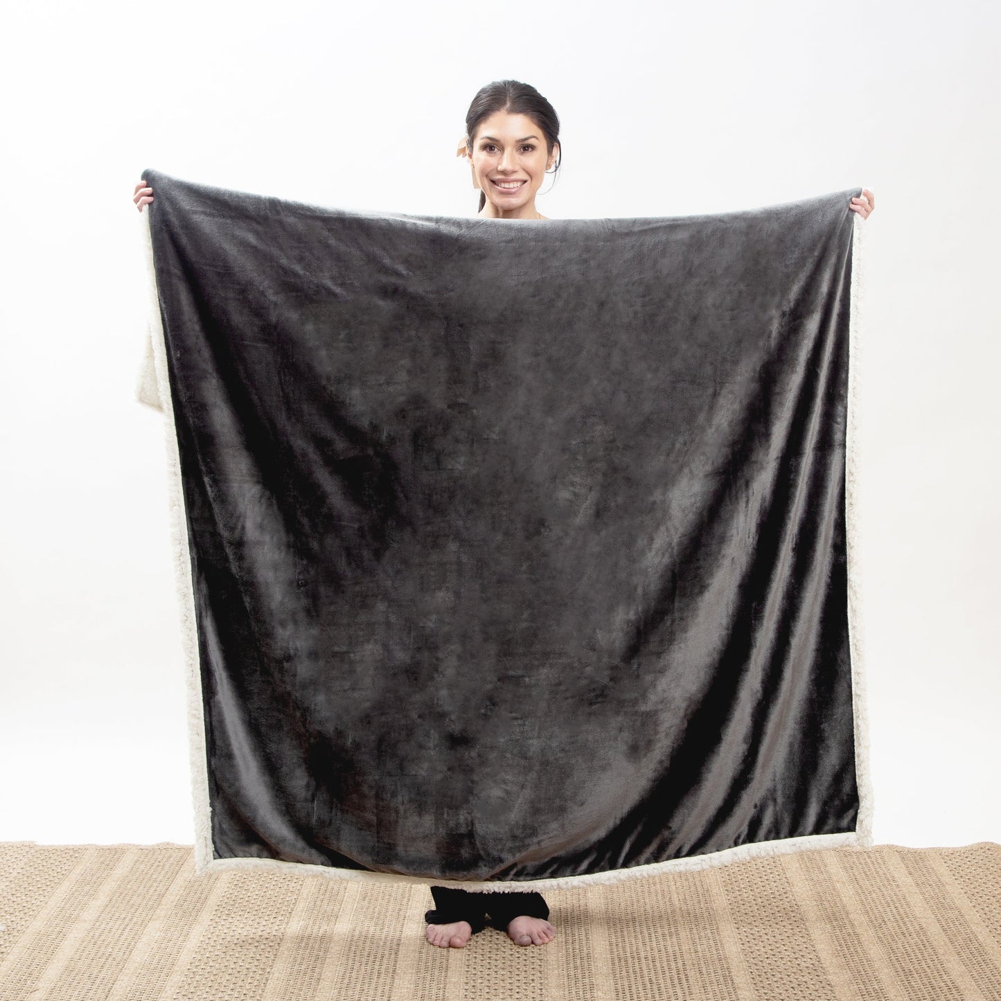 NE506 Carsten's North End Sherpa Throw Blanket Solid Grey