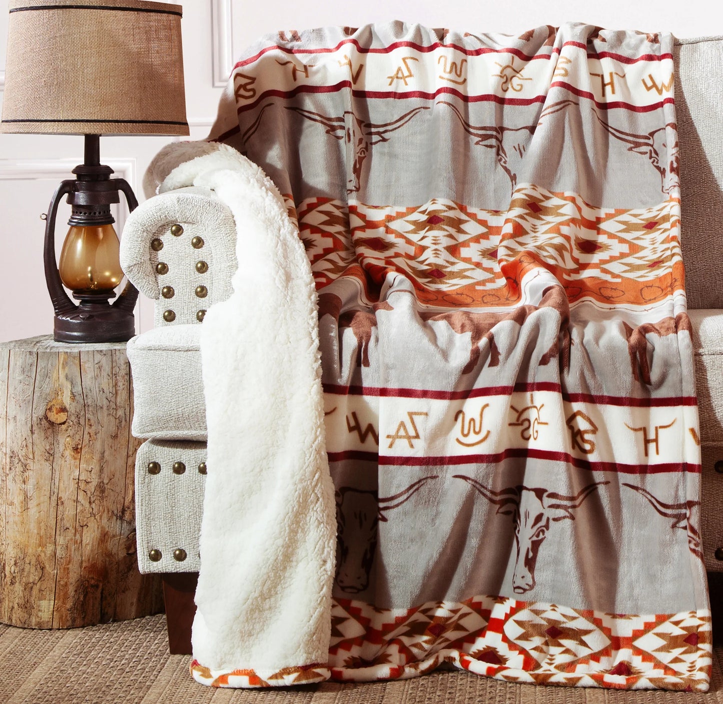 JP968 Carsten's Longhorn Plush Throw Blanket