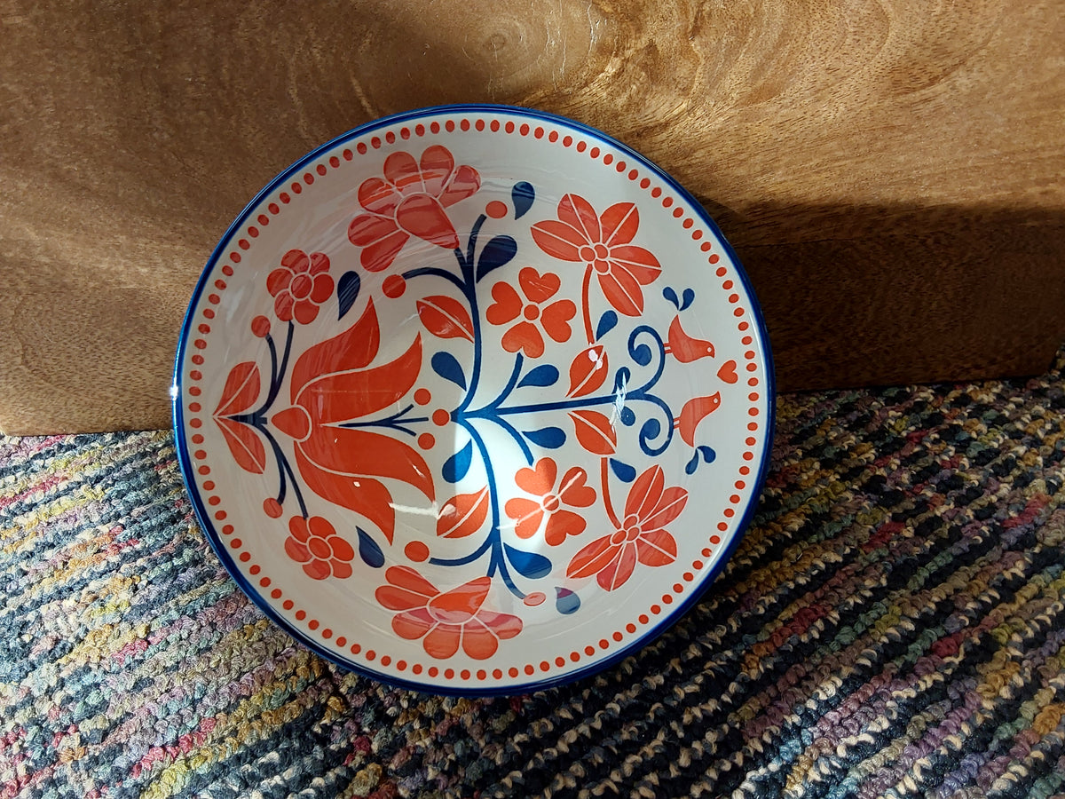 Navy Bird Stamped Bowl 6 inch
