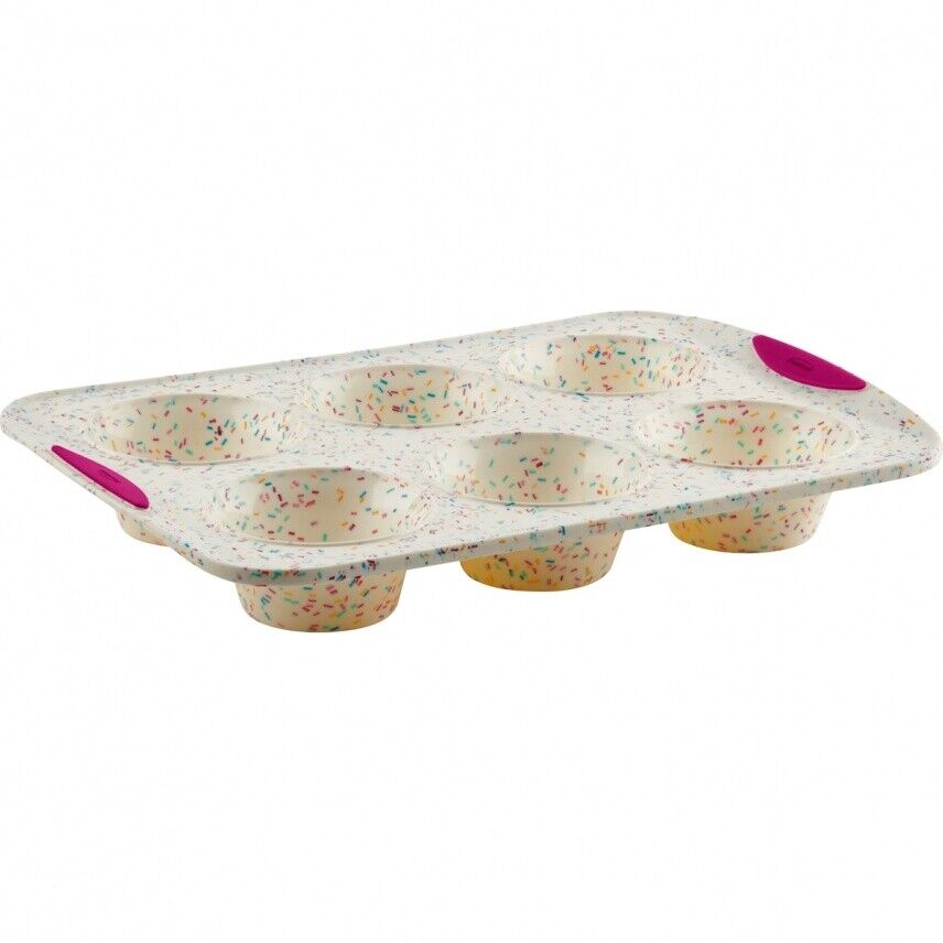 5118658 6CT SILICONE JUMBO MUFFIN PAN CONFETTI FUSCHIA