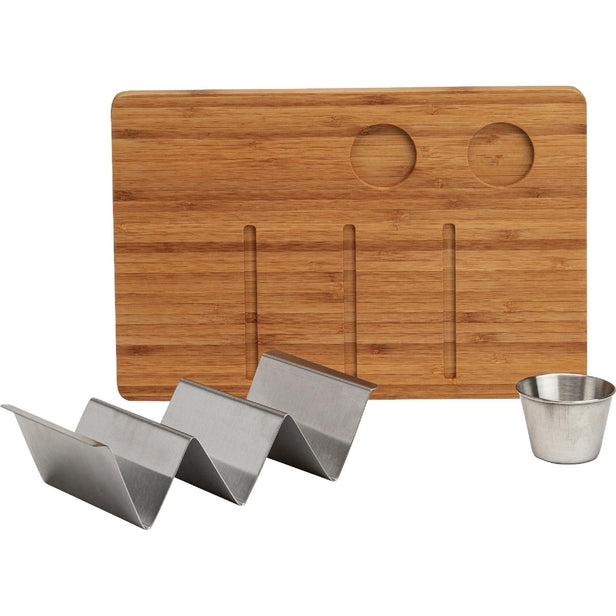 Wood Taco Board with Cups