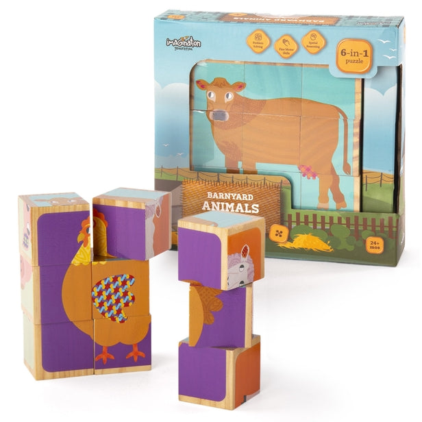 PUZZLE WOOD BLOCK FARM ANIMALS