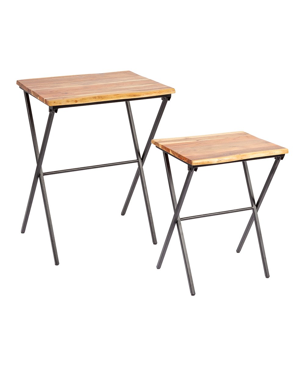 LIVE EDGE FOLDING NESTING TABLES S/2