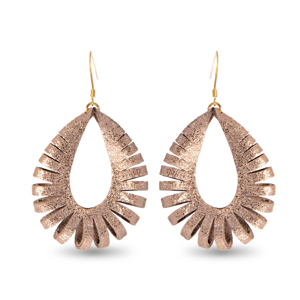 Gold Leather Coiled Drop Earrings