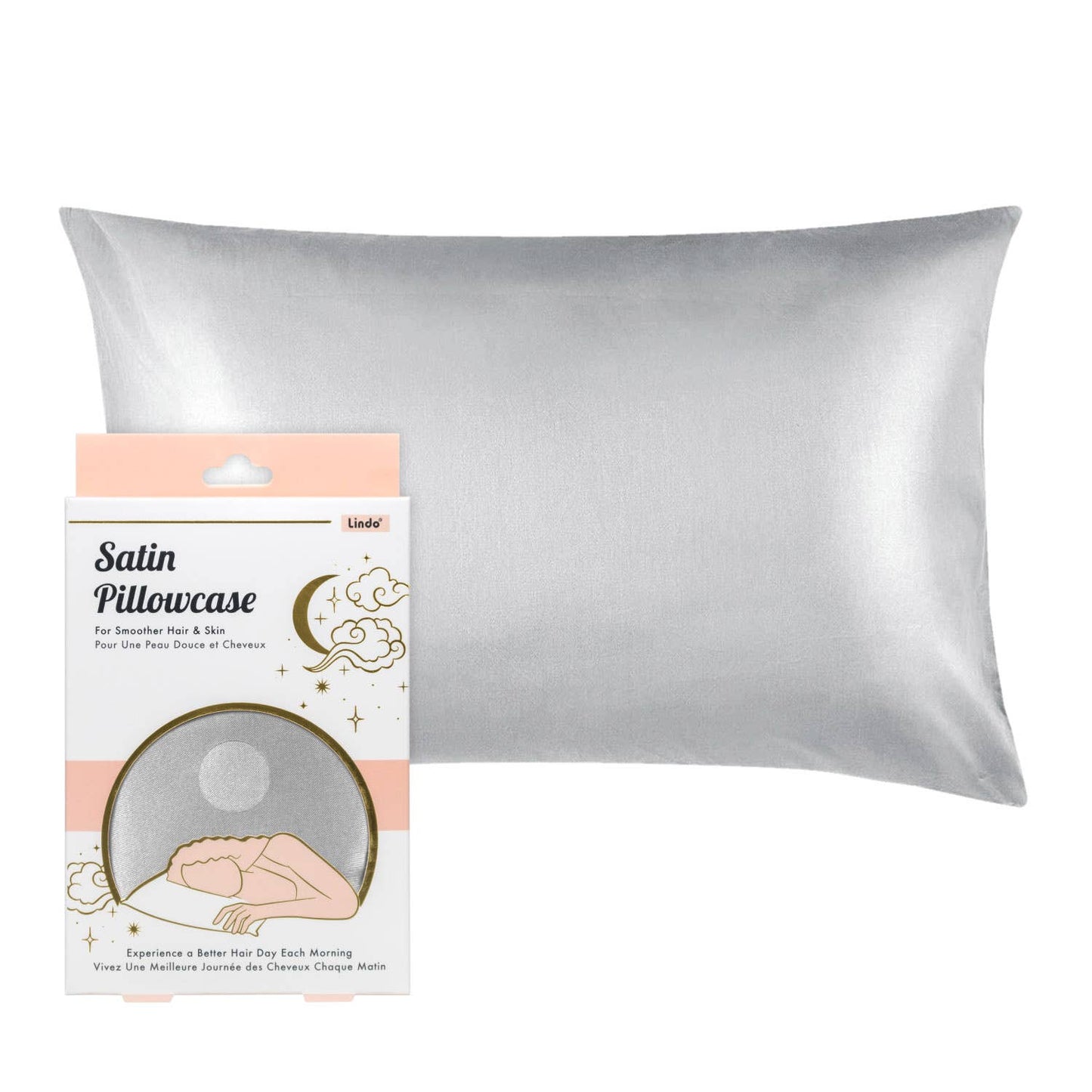 Lindo Standard Satin Pillowcase 26in x 20in - SILVER