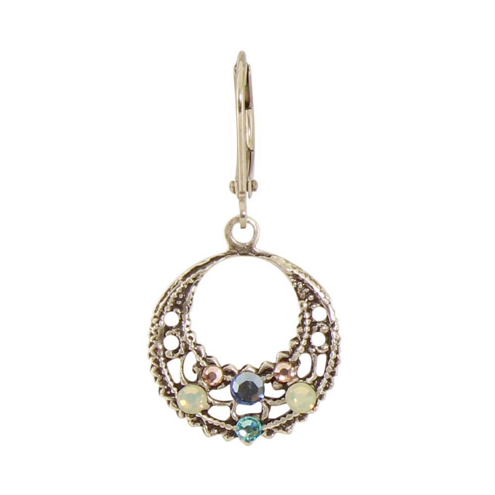 Filigree Crystal Hoop Earring: B