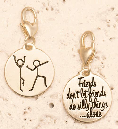 Stick Figures “friendship”- Gold 1-tone Medallion