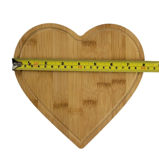(Set of 12) Heart Shape Bulk Plain Bamboo Cutting Boards: 8"